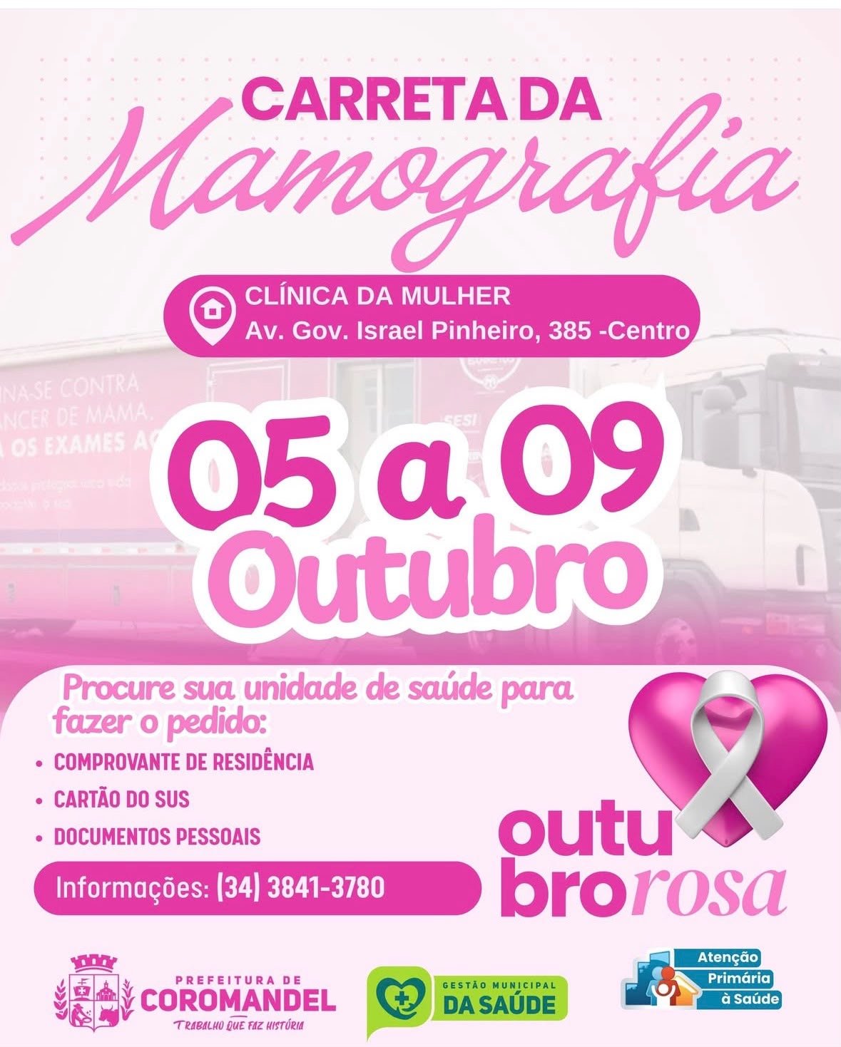 A Carreta da Mamografia está chegando em Coromandel!