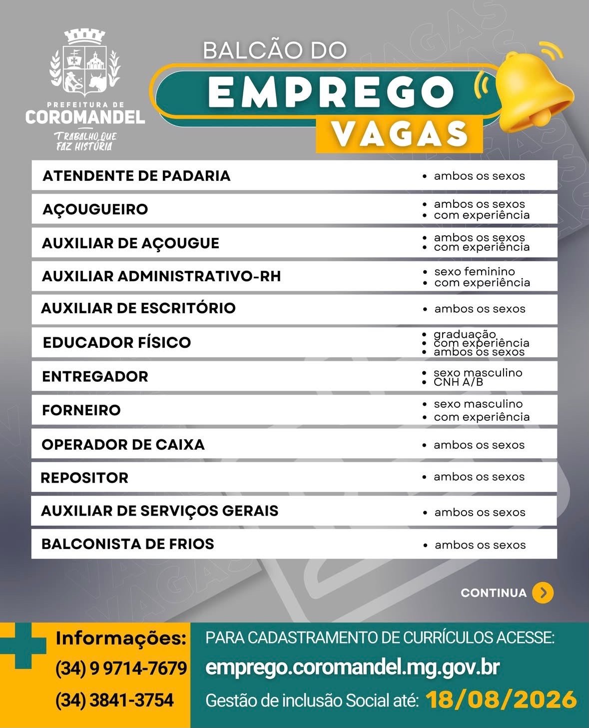BALCÃO DO EMPREGO | Há vagas!